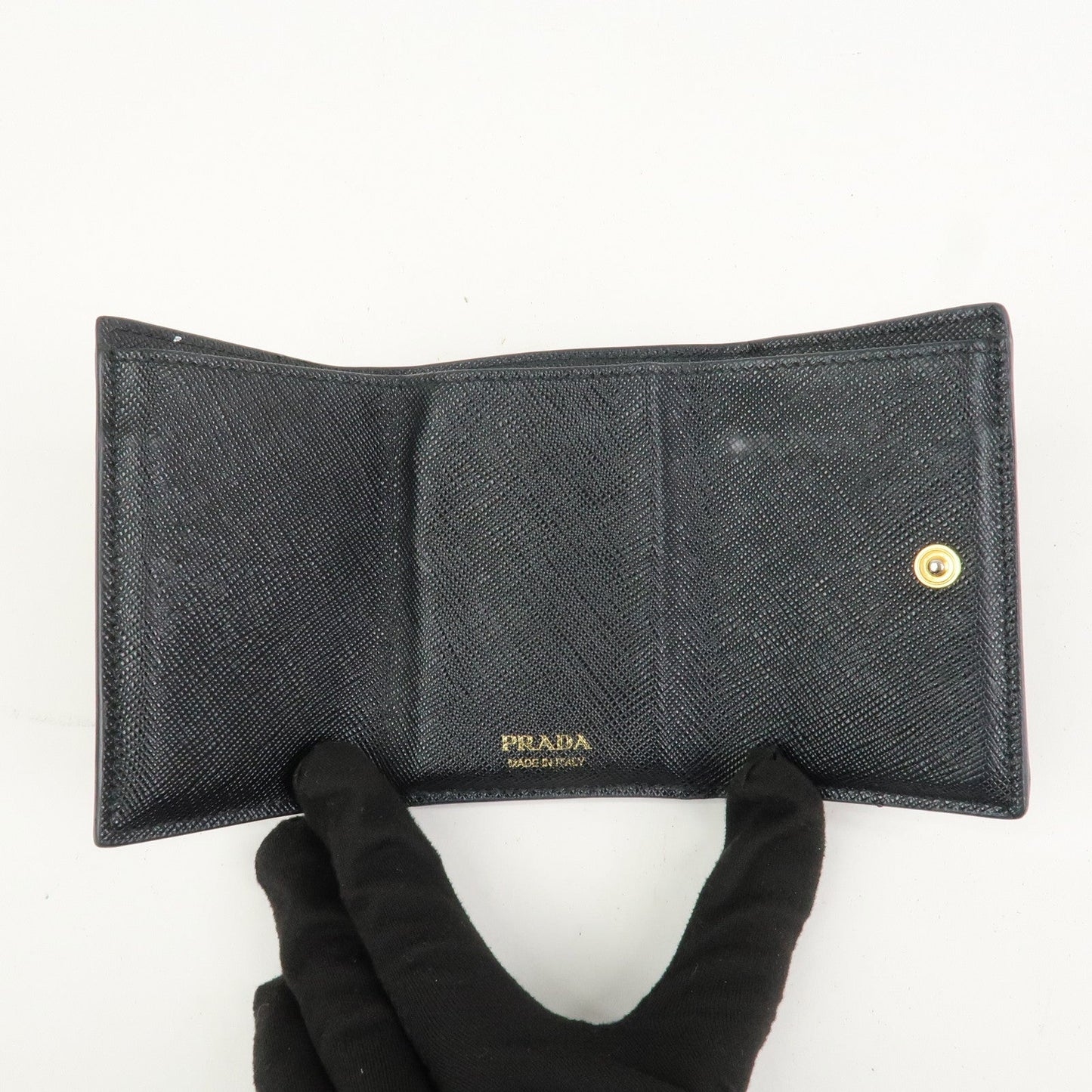 Prada Triangle Logo Saffiano Leather Tri-fold Wallet Black 1MH021【Pre-order】