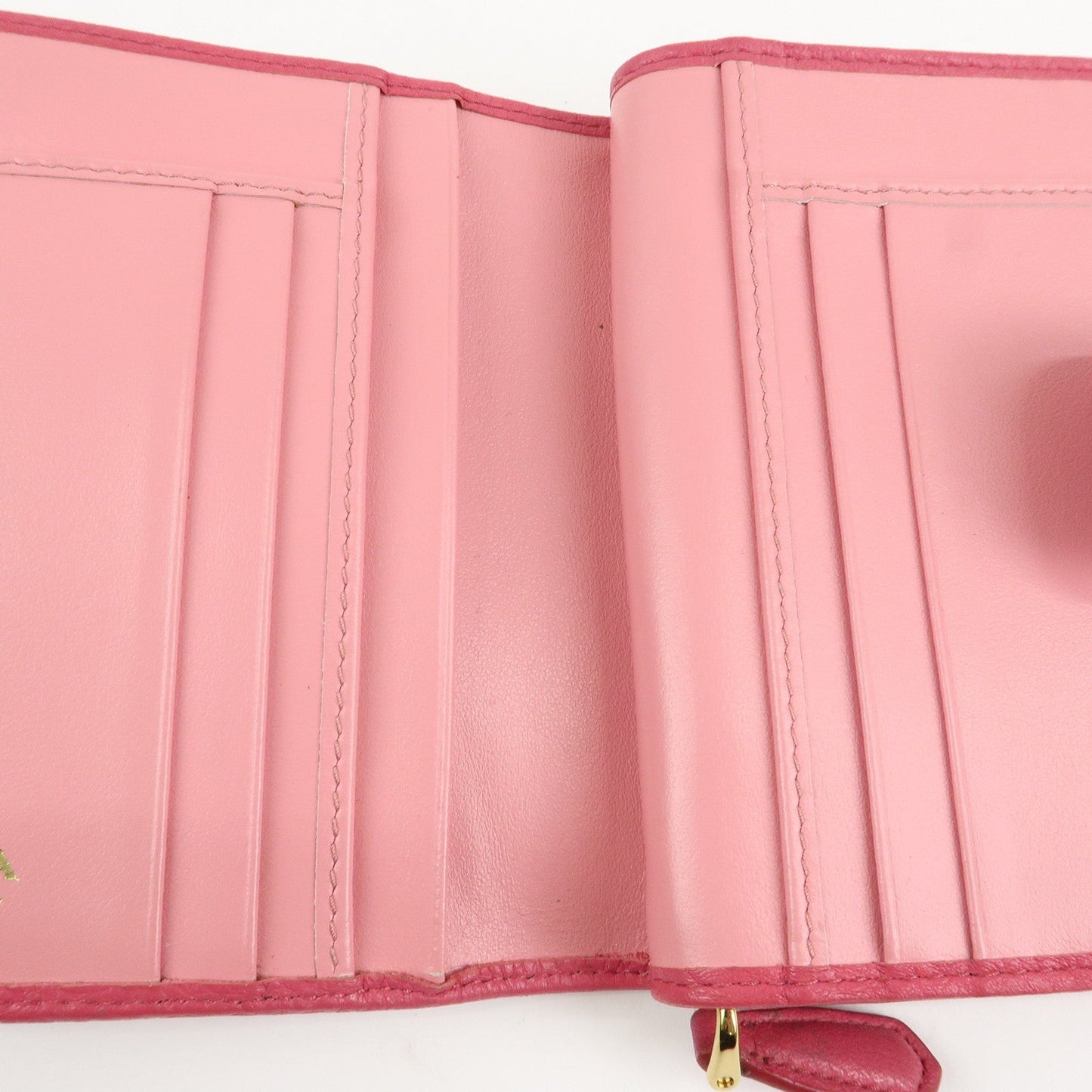 Prada Logo Leather Bi-Fold Wallet Small Wallet Pink 1ML018 Used【Pre-order】