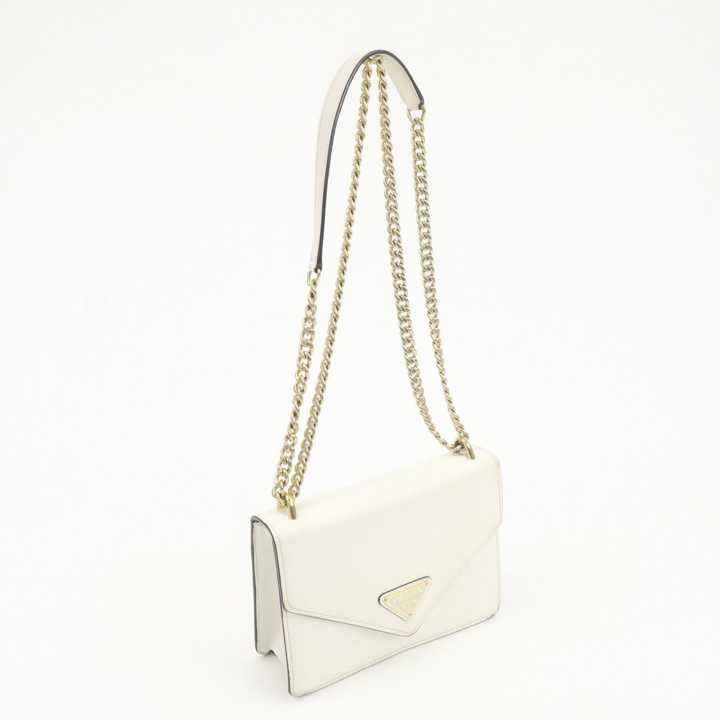 Prada Triangle Logo Saffiano Leather Chain Shoulder Bag 1BD200【Pre-order】