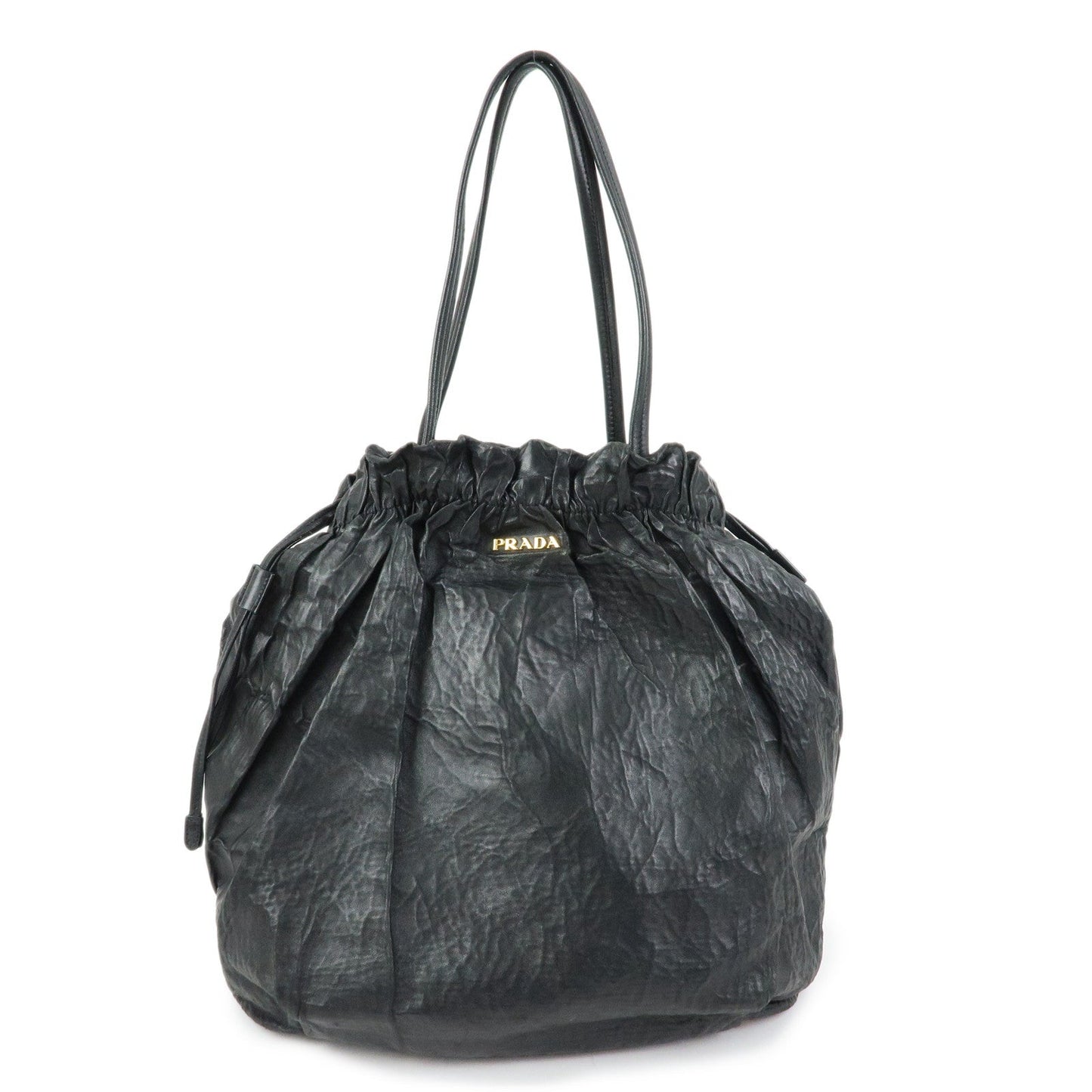 Prada Leather Drawstring Shoulder Bag Hand Bag Black【Pre-order】