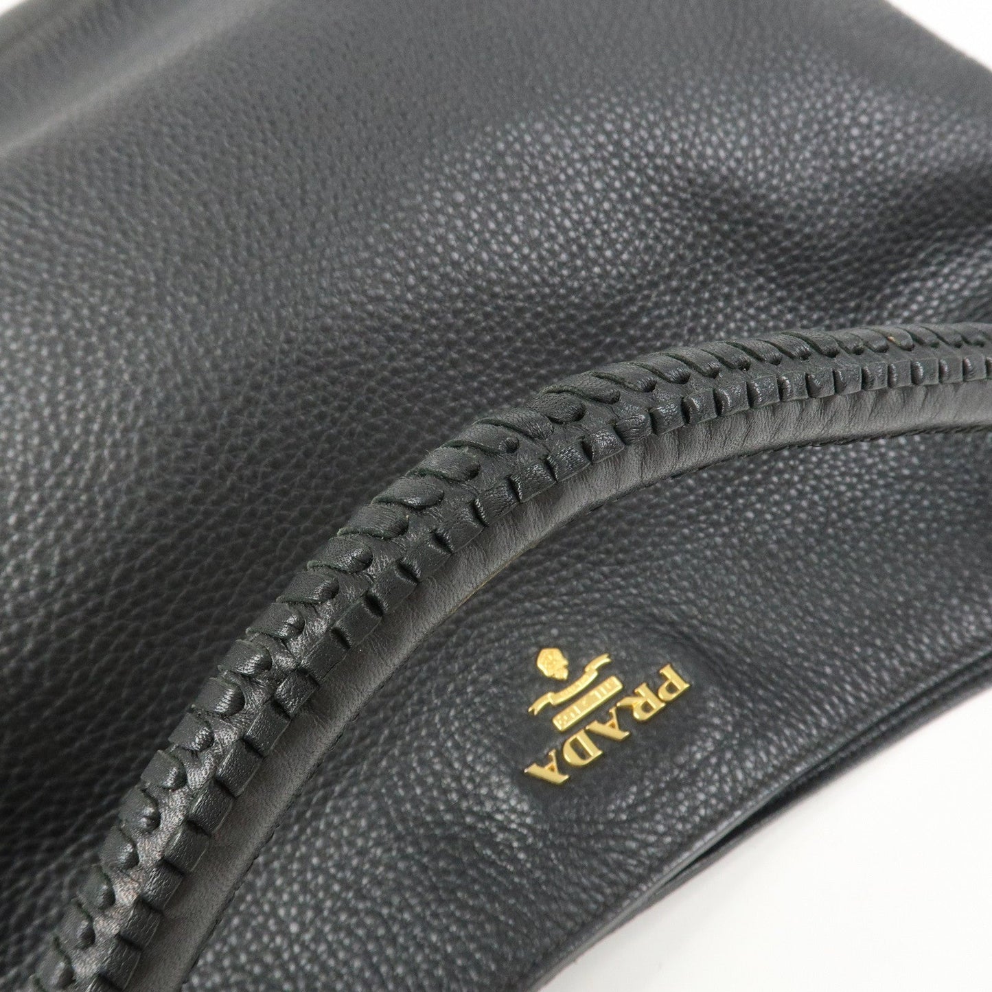 Prada Logo Leather Shoulder Bag Hand Bag Black【Pre-order】