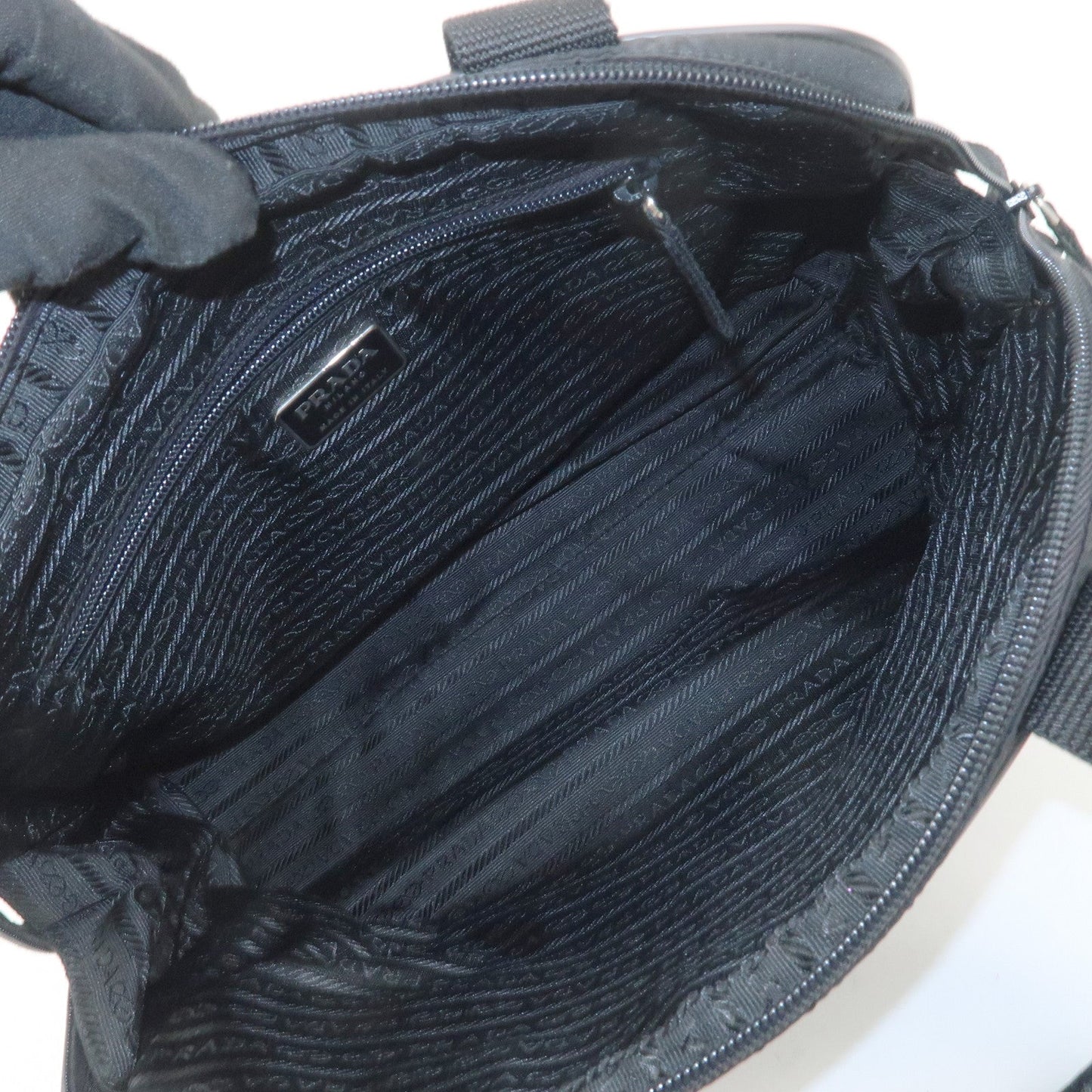 Prada Triangle Logo Nylon Leather Hand Bag Boston Bag Black【Pre-order】