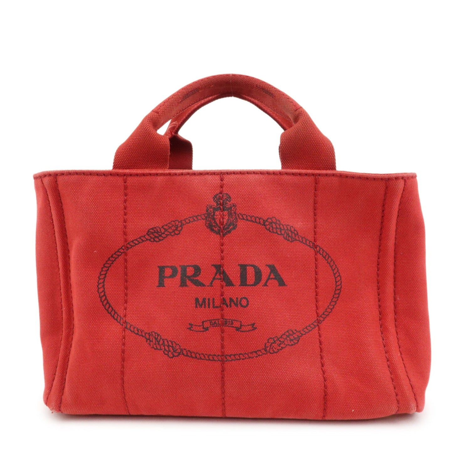 Prada Logo Canapa Mini Canvas Hand Bag Tote Bag Red BN2439【Pre-order】