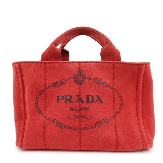 Prada Logo Canapa Mini Canvas Hand Bag Tote Bag Red BN2439【Pre-order】