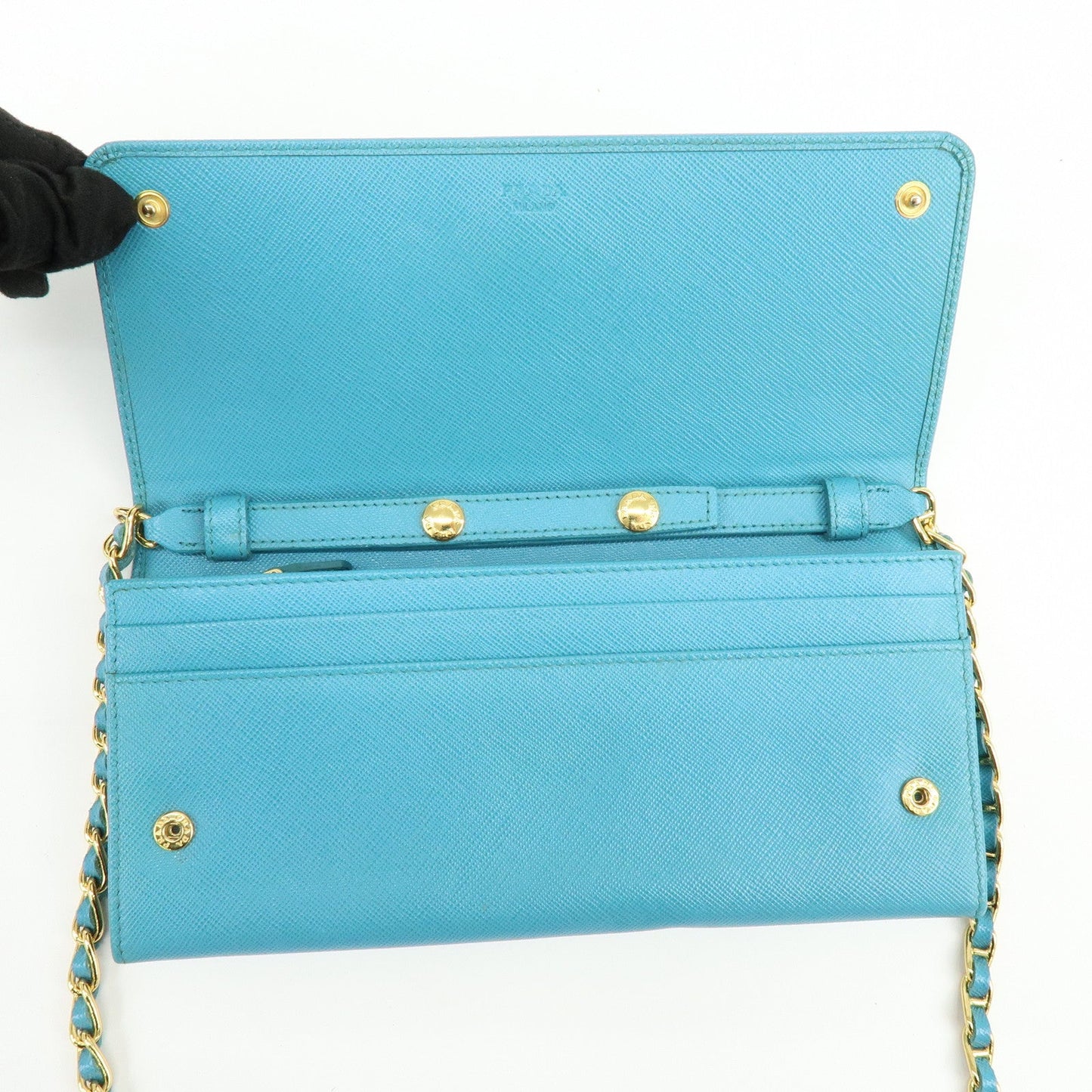 Prada Saffiano Leather Chain Wallet Shoulder Bag Blue 1M1290【Pre-order】