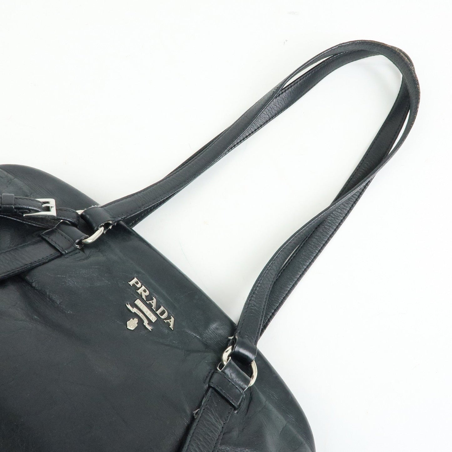 Prada Logo Leather Shoulder Bag Tote Bag Black Silver【Pre-order】