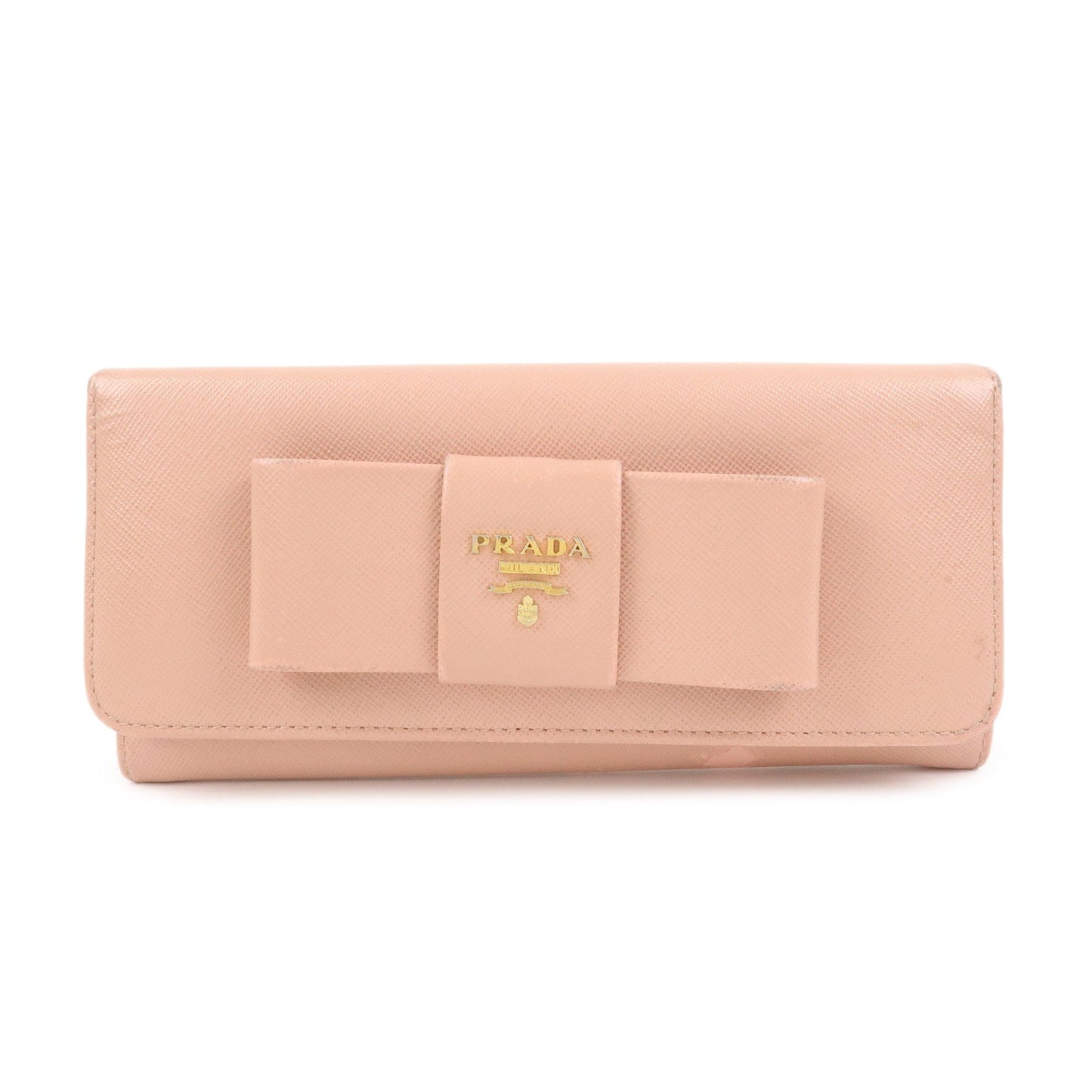 Prada Logo Saffiano Leather Ribbon Long Wallet Pink 1M1132【Pre-order】