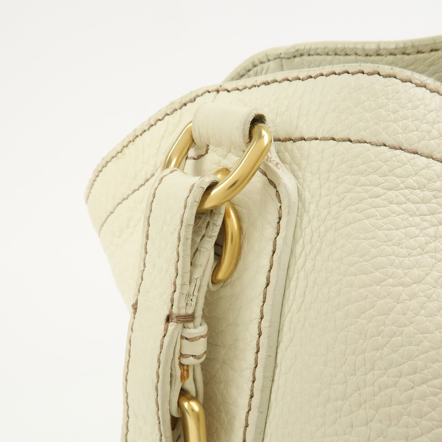 Prada Logo Calf Leather Tote Bag Shoulder Bag Ivory BR3844【Pre-order】