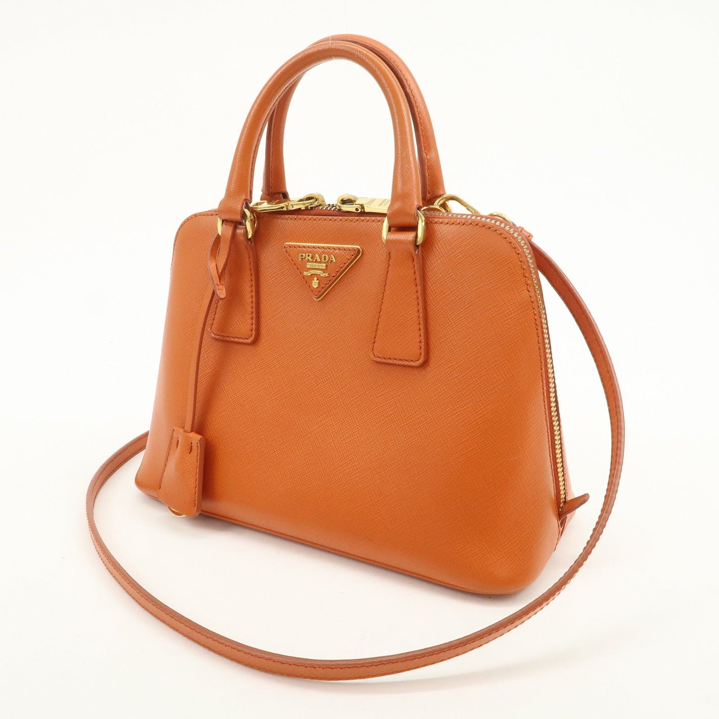 Prada Saffiano Leather Promenade Small 2Way Hand Bag Orange BL0838【Pre-order】