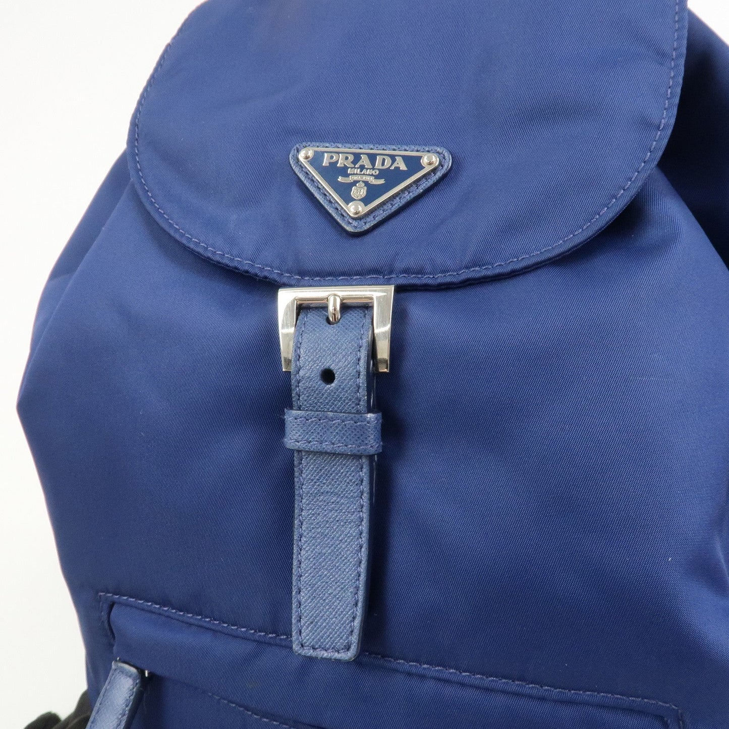 Prada Triangle Logo Nylon Saffiano Leather Backpack Navy BZ0032【Pre-order】