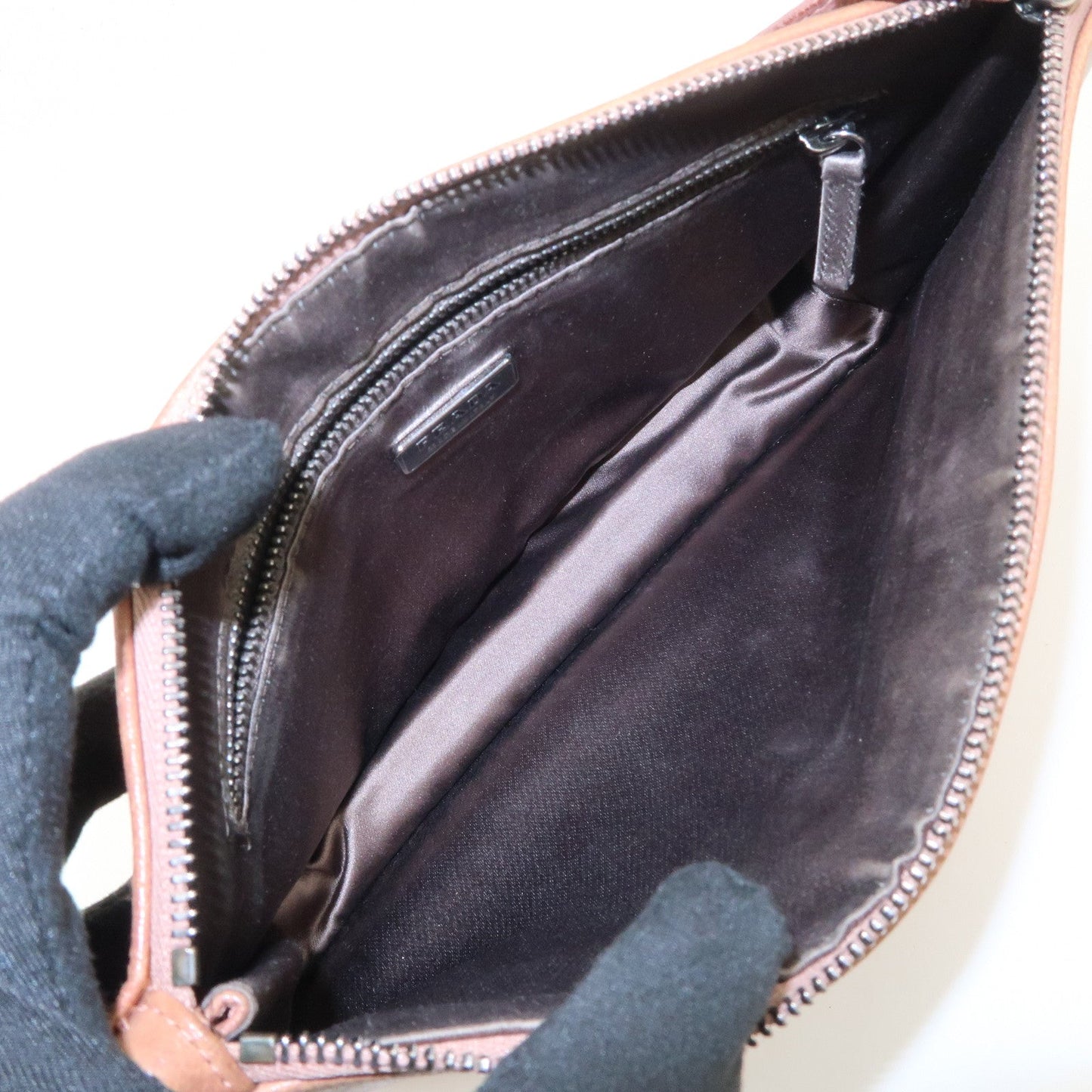 Prada Triangle Logo Leather Shoulder Bag Hand Bag Brown Used【Pre-order】
