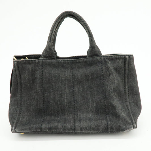 Prada Canapa Denim Tote Bag Hand Bag Black 1BG642【Pre-order】