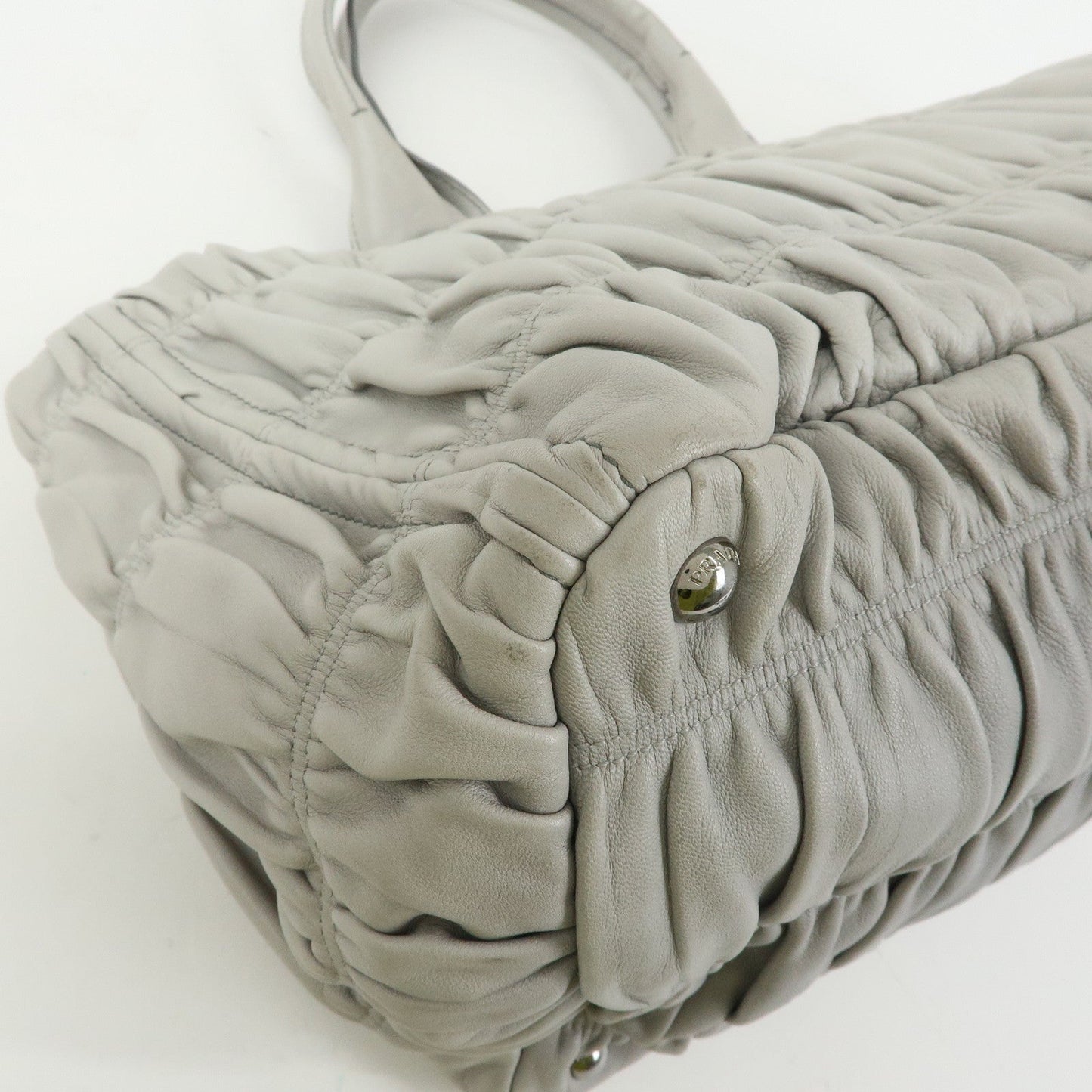 Prada Canapa Nappa Gaufre Leather Gathered Large Tote Hand Bag【Pre-order】
