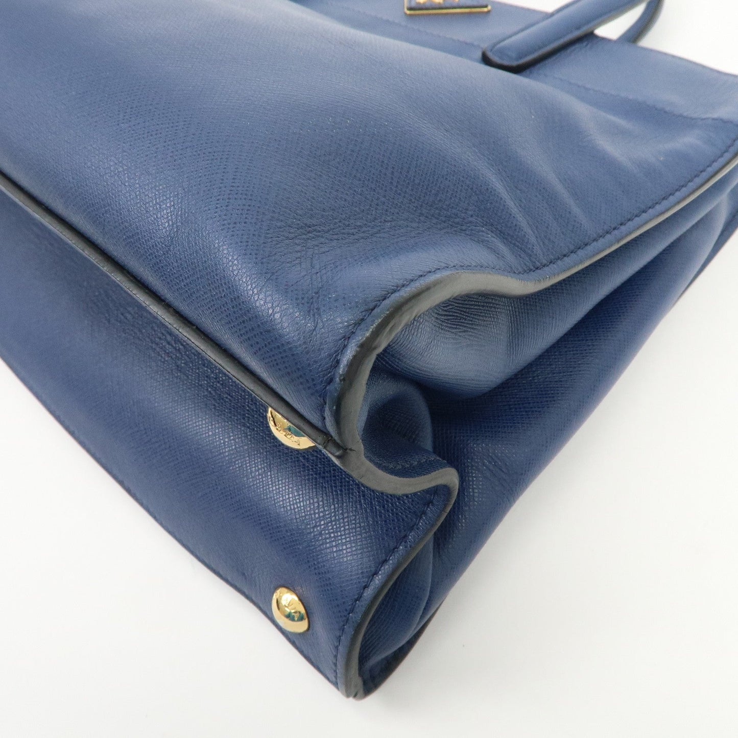 Prada Triangle Logo Saffiano Leather 2Way Bag Hand Bag Navy【Pre-order】
