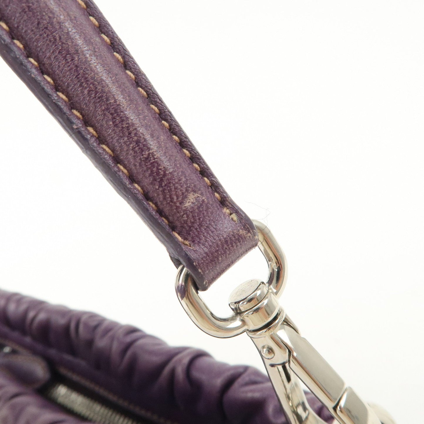 Prada Ribbon Leather Shoulder Bag Hand Bag Purple Used【Pre-order】