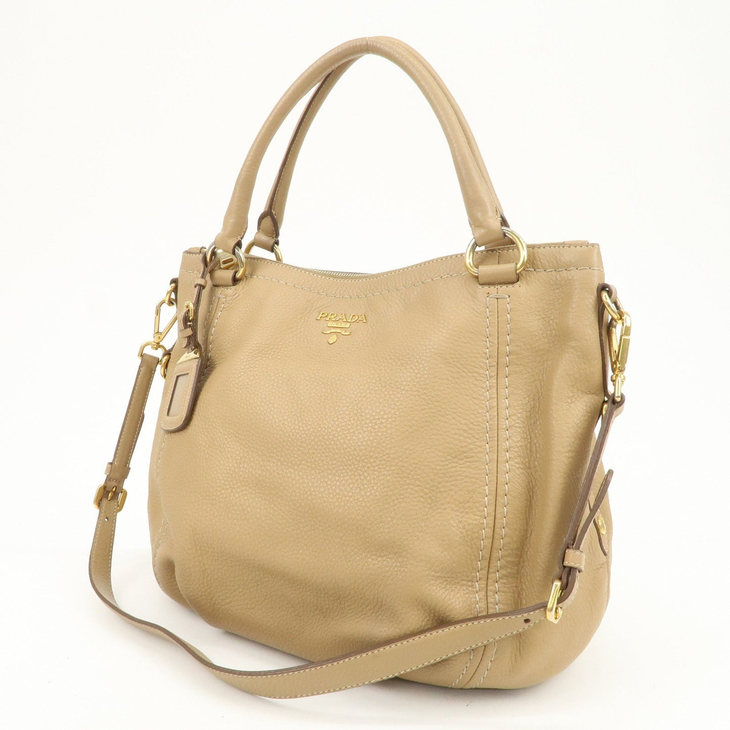Prada Logo Leather 2Way Bag Hand Bag Shoulder Bag Camel【Pre-order】