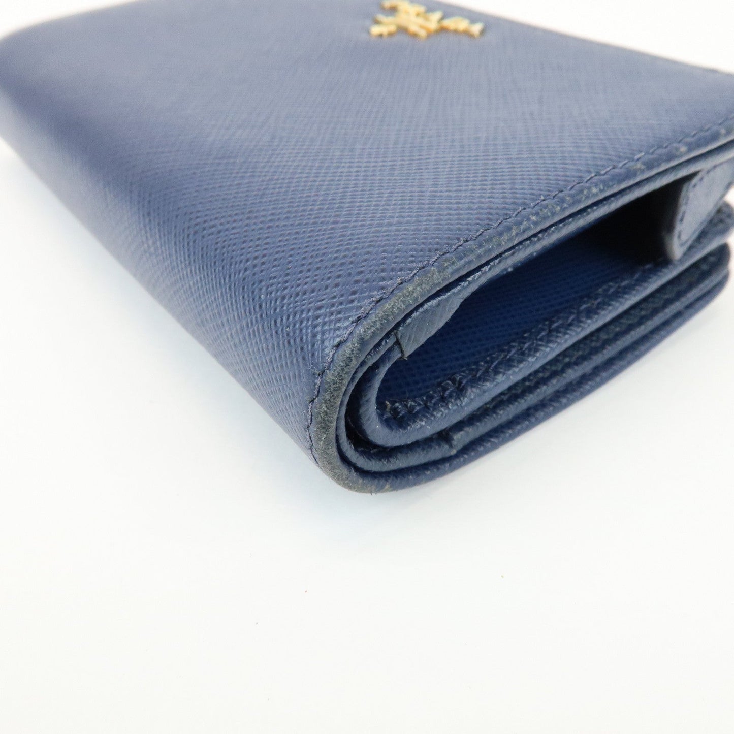 Prada Saffiano Leather Compact Wallet Navy Gold 1ML225【Pre-order】