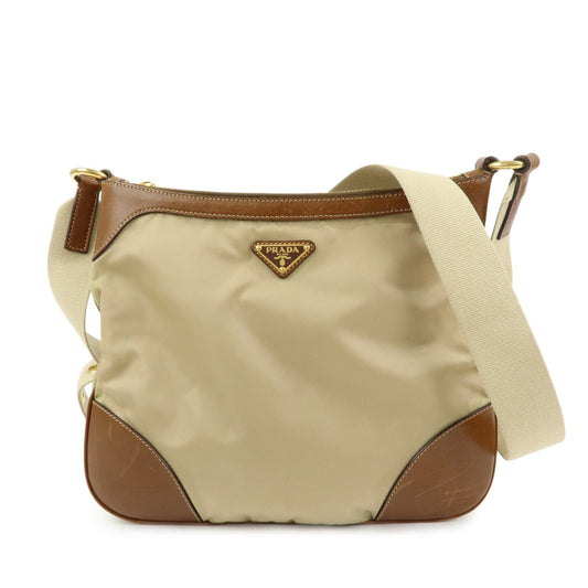 Prada Triangle Logo Nylon Leather Shoulder Bag Crossbody Bag Beige【Pre-order】