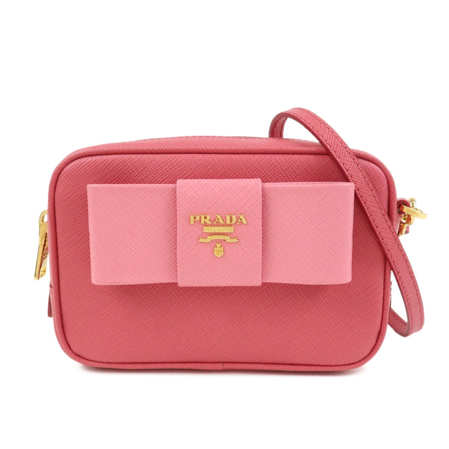 Prada Saffiano Leather Ribbon Mini Camera Shoulder Bag Pink 1N1674【Pre-order】