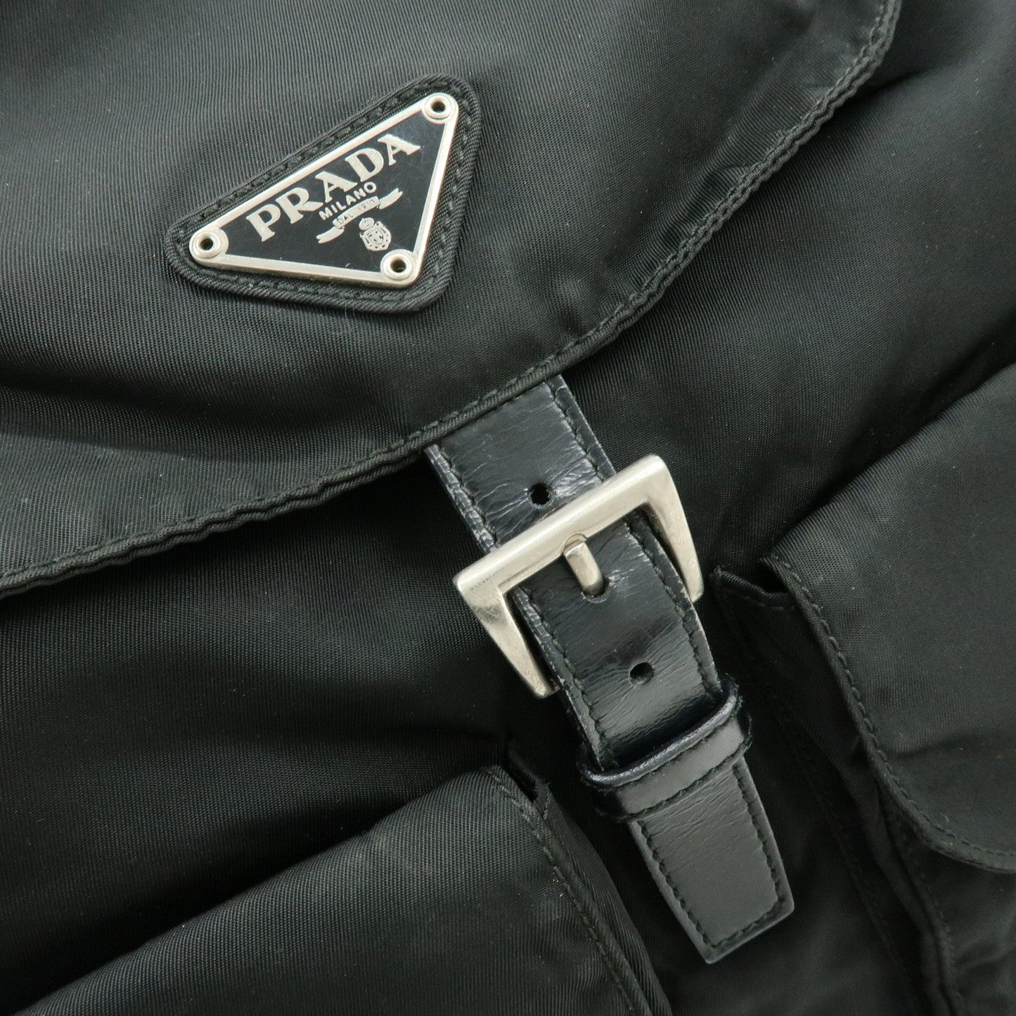 Prada Triangle Logo Nylon Leather Backpack Rucksuck Black【Pre-order】