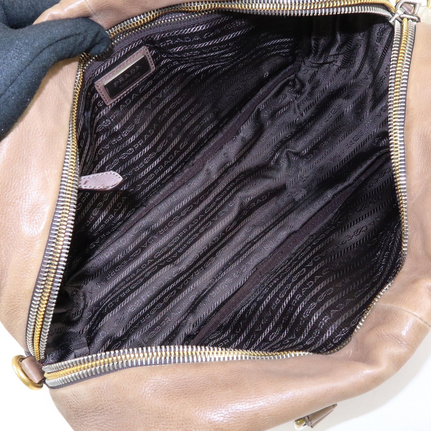 Prada Logo Leather 2Way Bag Hand Bag Shoulder Bag Brown BL0472【Pre-order】