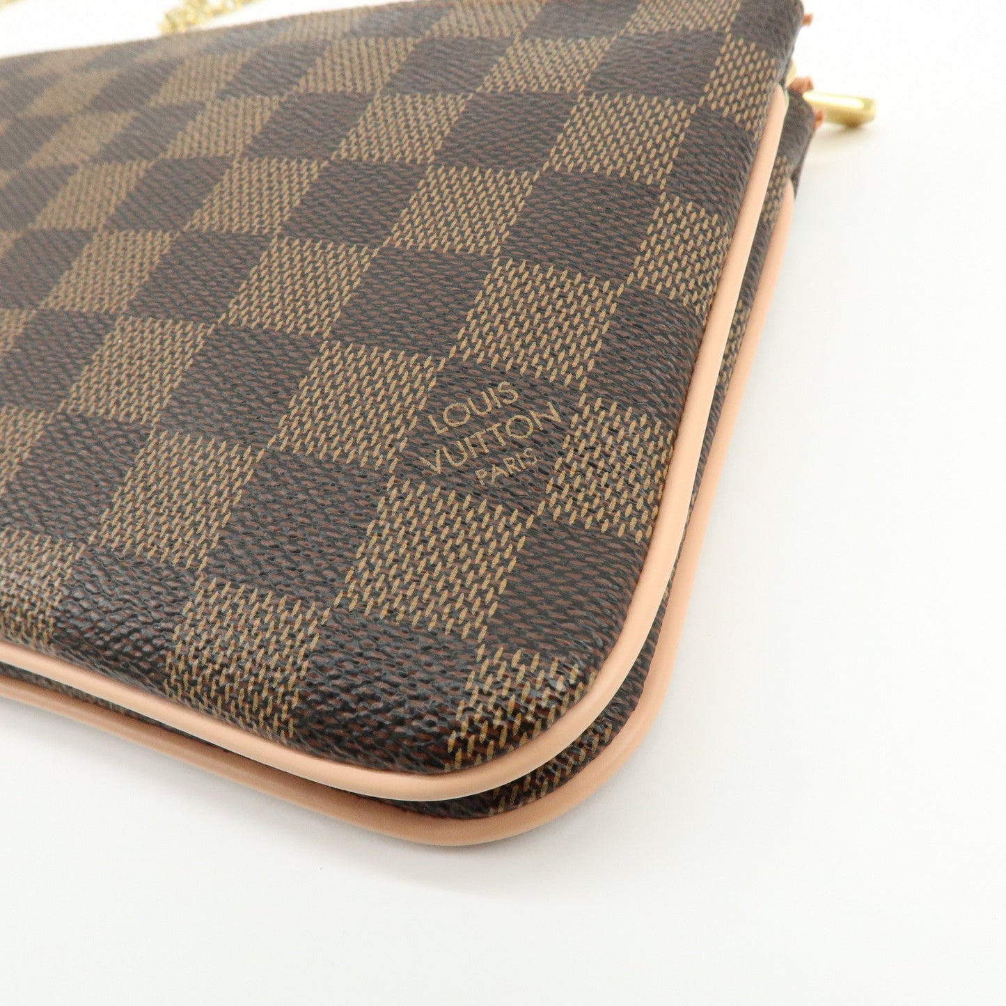 Louis Vuitton Damier Ebene Pochette Double Zip Rose BallerineN60254【Pre-order】