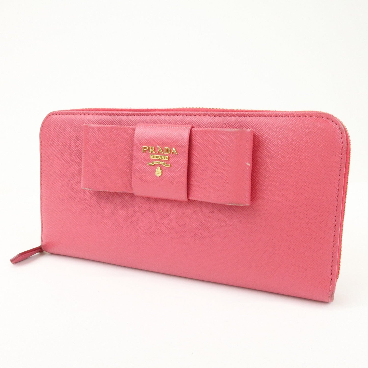 Prada Saffiano Leather Round Zippy Wallet Pink Pink 1M0506【Pre-order】