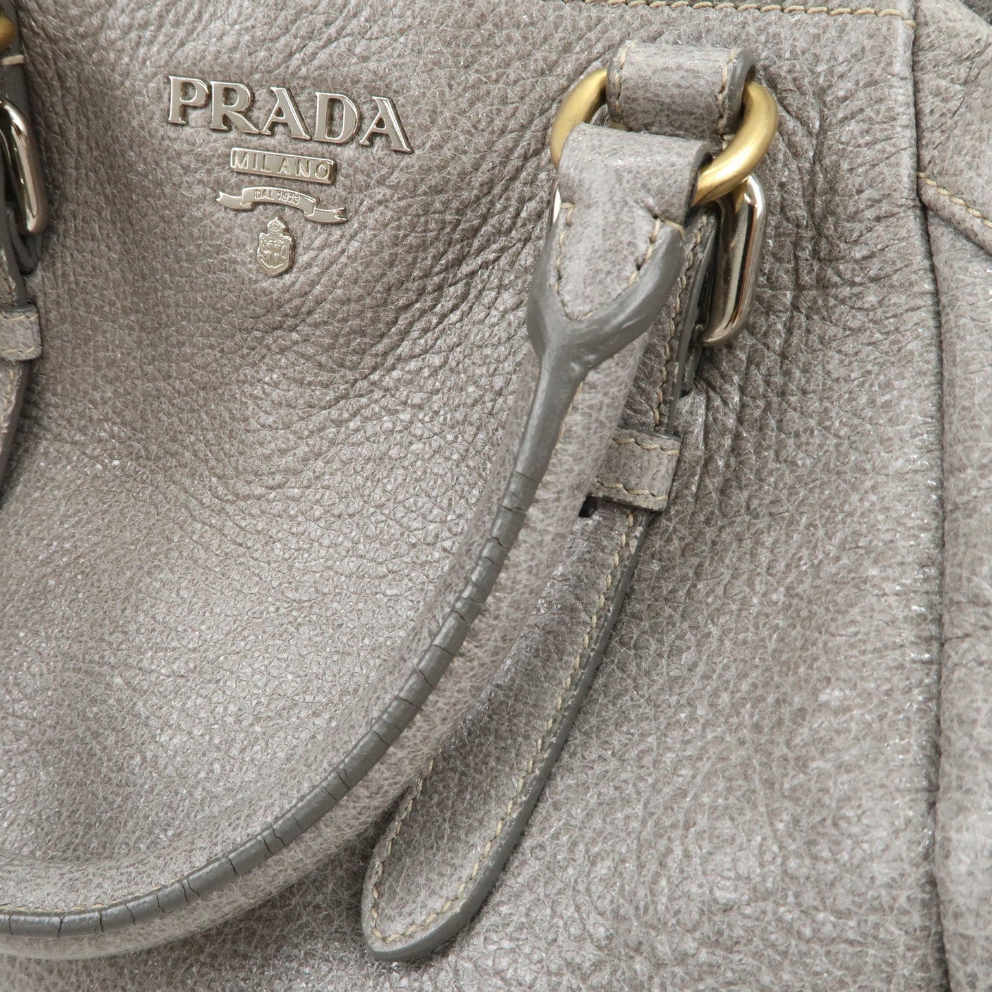 Prada Logo Leather 2Way Bag Hand Bag Shoulder Bag Gray BN1695【Pre-order】