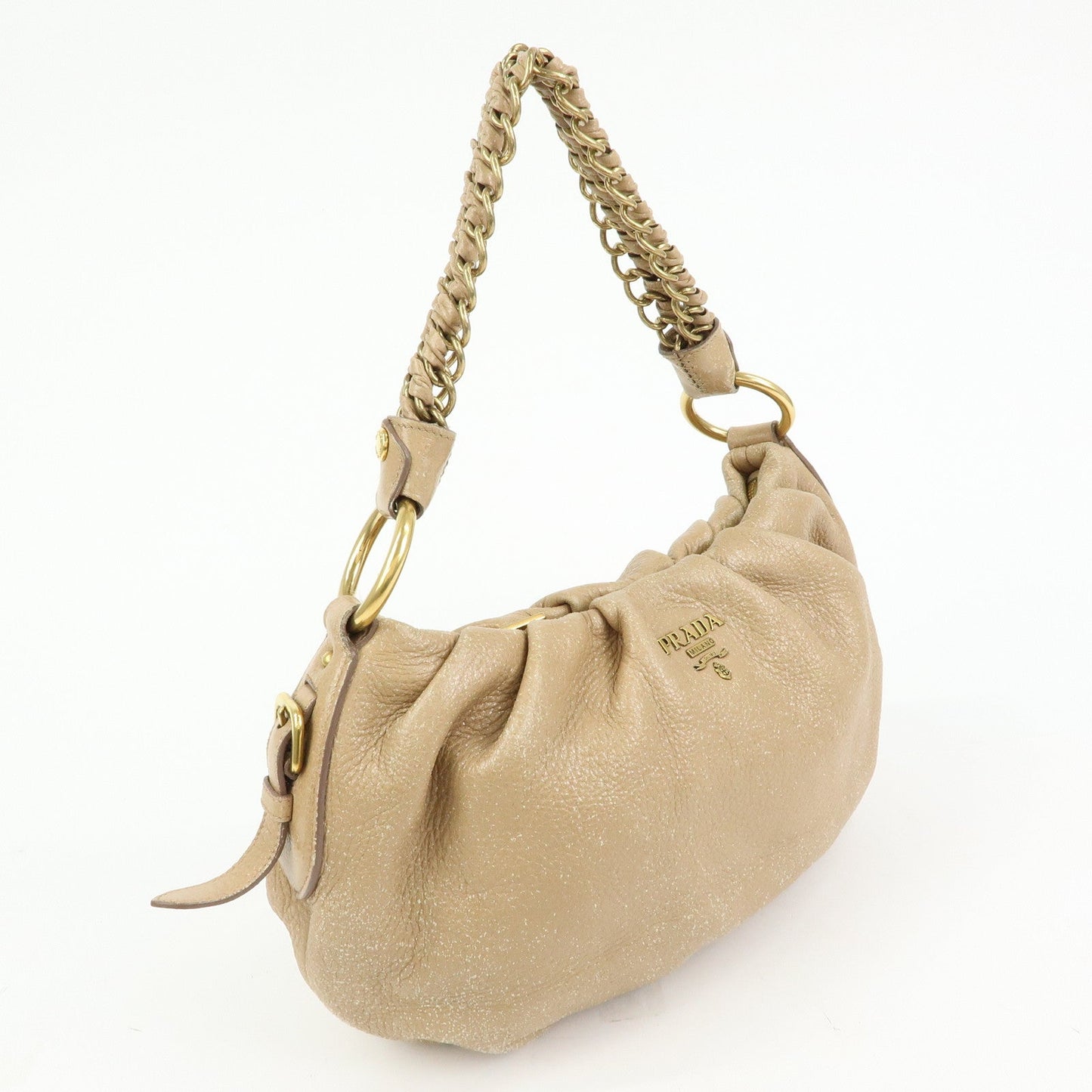 Prada Logo Leather Chain One Shoulder Bag Light Brown BR4243【Pre-order】