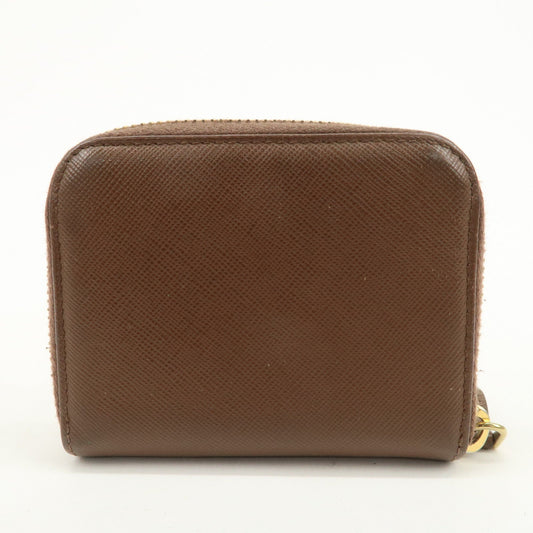 Prada Triangle Logo Saffiano Leather Coin Case Coin Purse Brown【Pre-order】