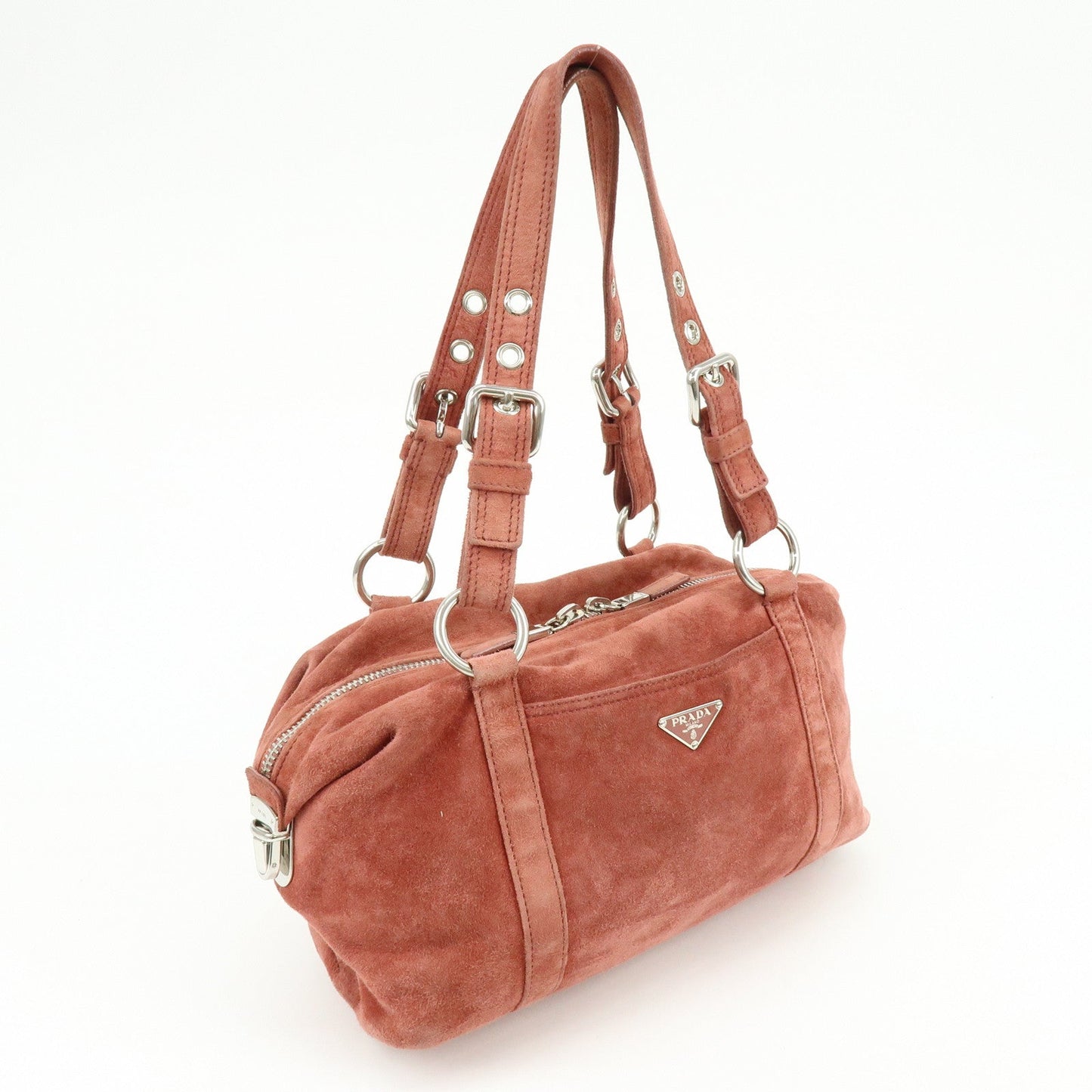 Prada Suede Boston Bag Hand Bag Pink BR2630【Pre-order】