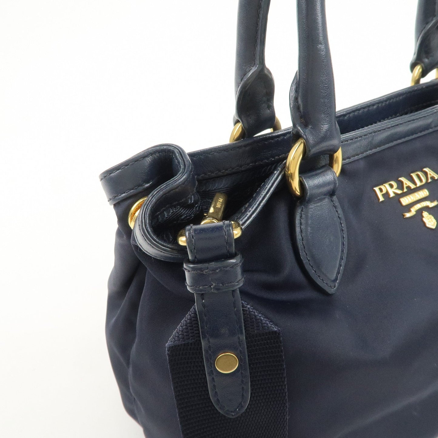 Prada Logo Nylon 2Way Bag Hand Bag Shoulder Bag Navy 1BA172【Pre-order】