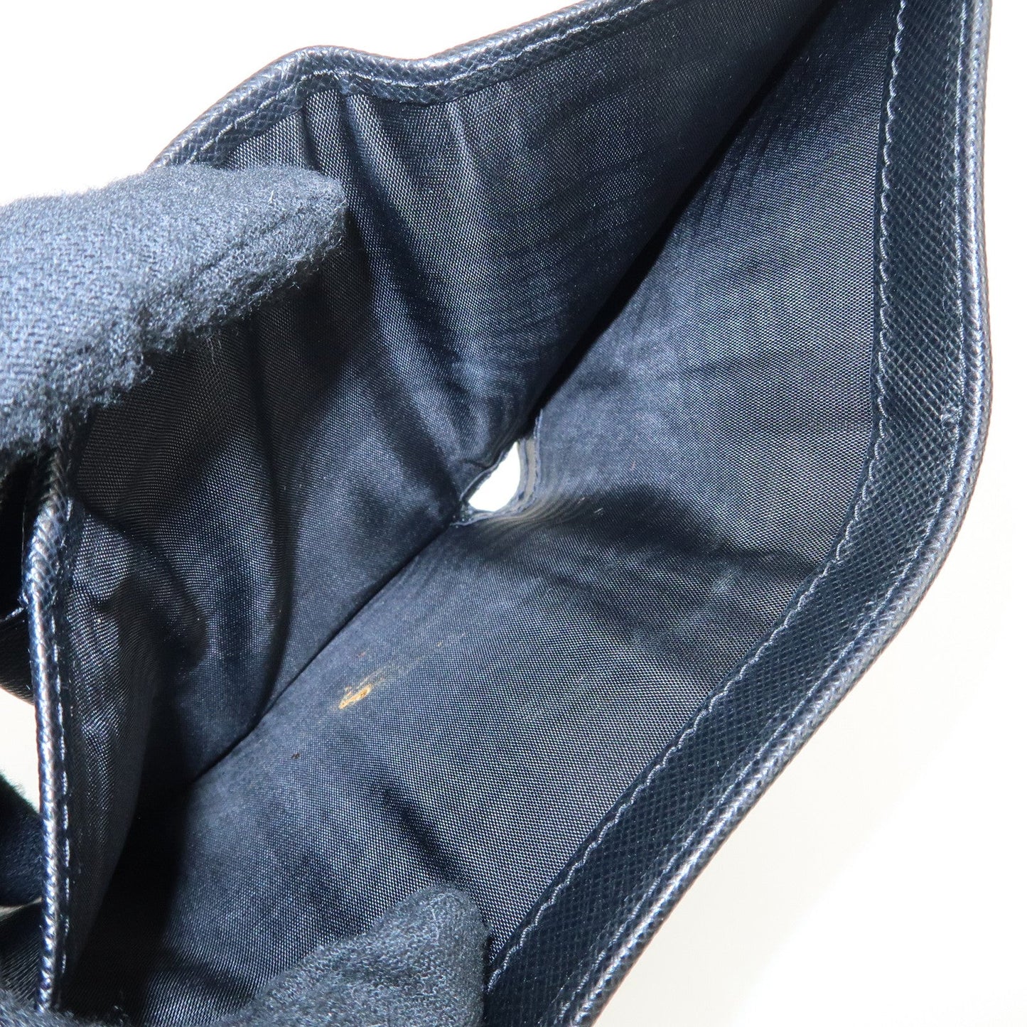 Prada Leather Ribbon Tri-fold Wallet Black 1MH840 Used【Pre-order】