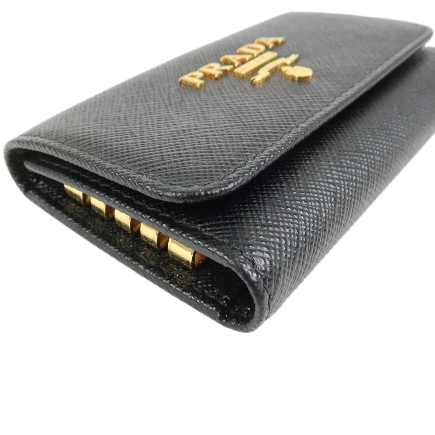 Prada Saffiano Leather 4 Ring Key Case Key Chain Black【Pre-order】