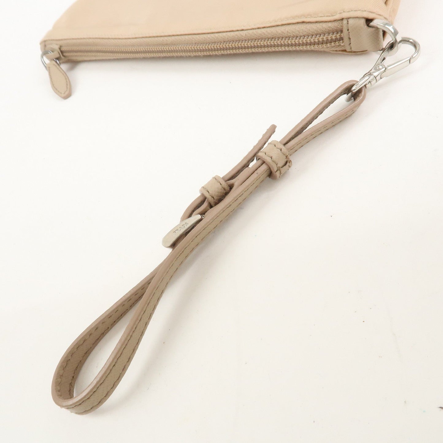 Prada Triangle Logo TESSUTO Hand Bag Pouch Beige 1NH545【Pre-order】