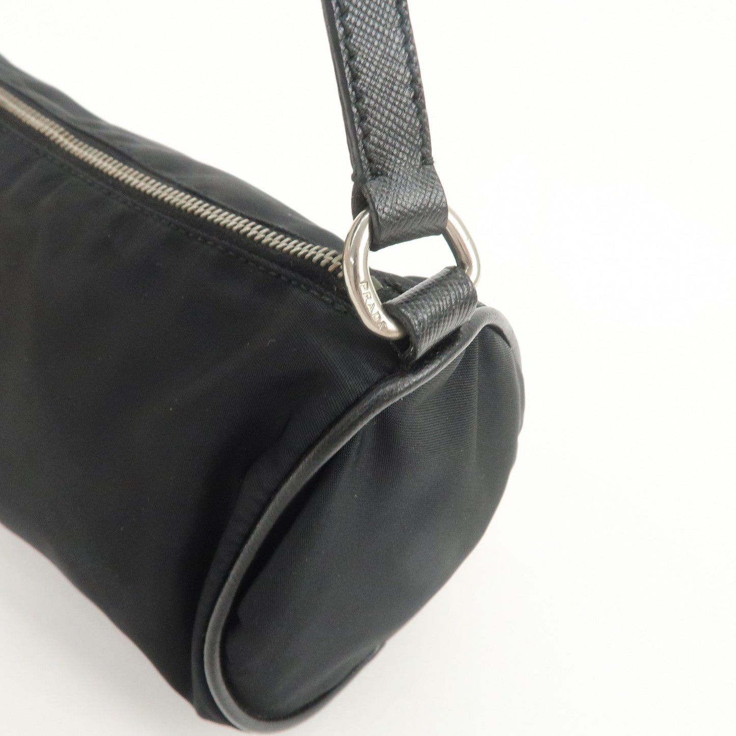 Prada Triangle Logo Nylon Saffiano Leather Hand Bag Black【Pre-order】