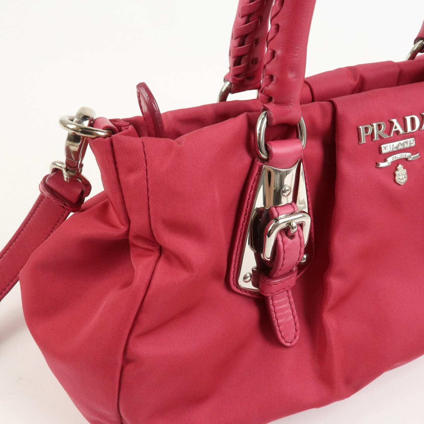 Prada Logo Nylon Leather 2Way Bag Hand Bag Shoulder Bag Pink【Pre-order】