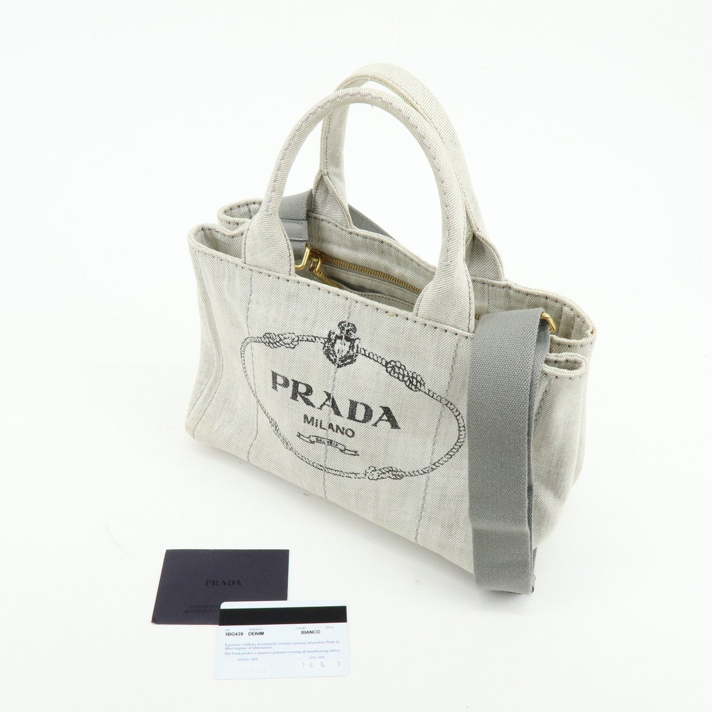 Prada Canapa Mini Denim 2Way Bag Hand Shoulder Bag Gray 1BG439【Pre-order】