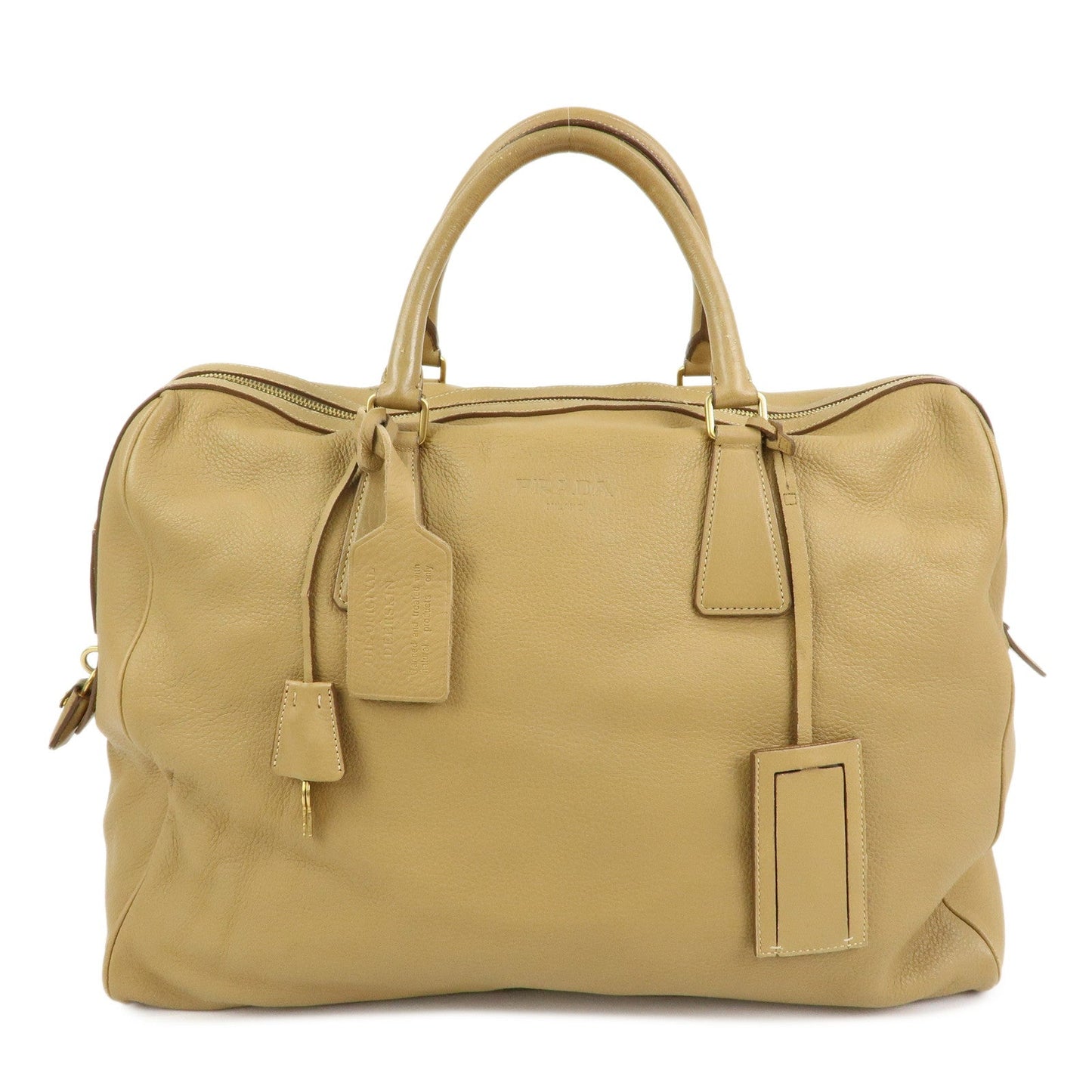 Prada Logo Leather Boston Bag Hand Bag Travel Bag Brown【Pre-order】