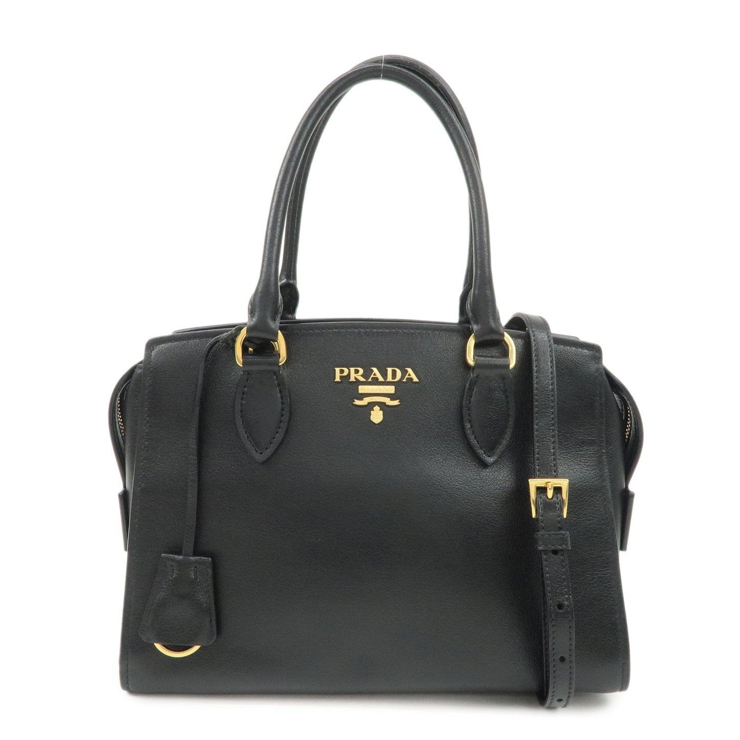 Prada Leather 2Way Bag Hand Bag Black Gold Hardware Used【Pre-order】