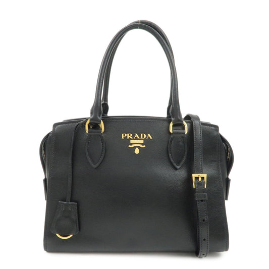 Prada Leather 2Way Bag Hand Bag Black Gold Hardware Used【Pre-order】