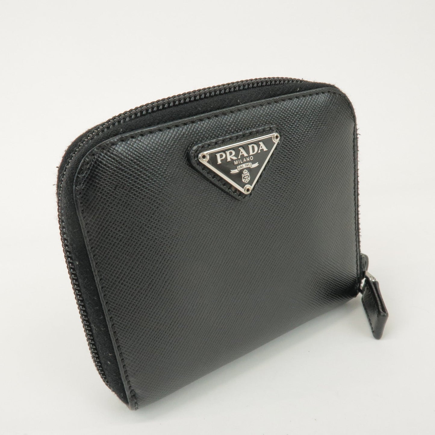 Prada Logo Leather Round Zippy Bi-fold Wallet Black 1ML522【Pre-order】