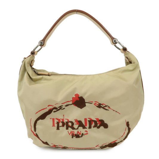 Prada Logo Nylon Leather Shoulder Bag Hand Bag Beige BR3315【Pre-order】