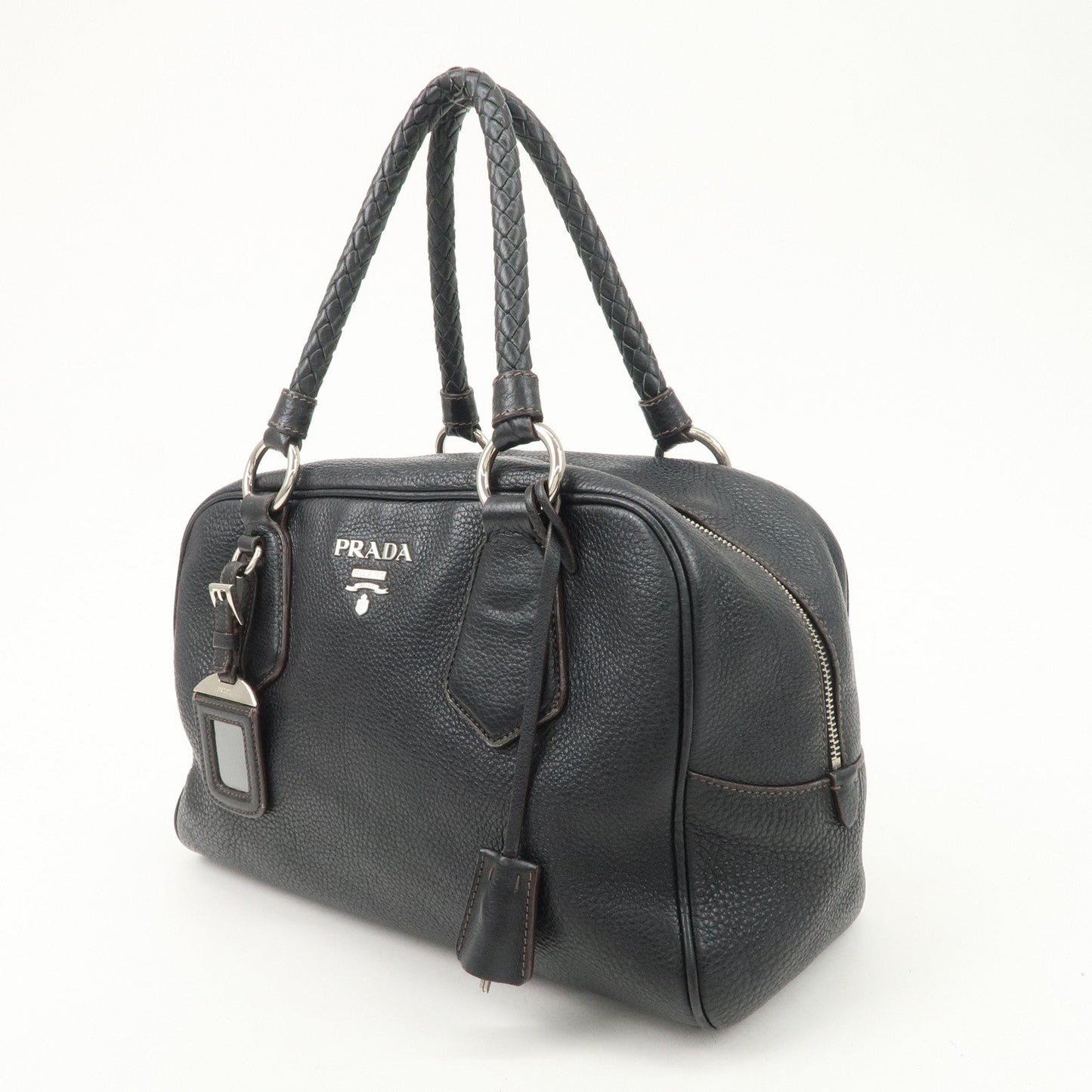 Prada Logo Leather Hand Bag Mini Boston Bag Black BL0471 Used【Pre-order】