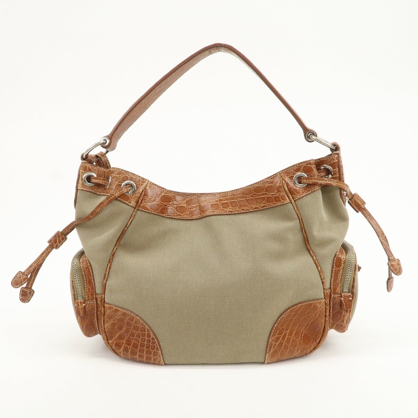 Prada Logo Jacquard Canvas Embossed Leather Shoulder Bag【Pre-order】