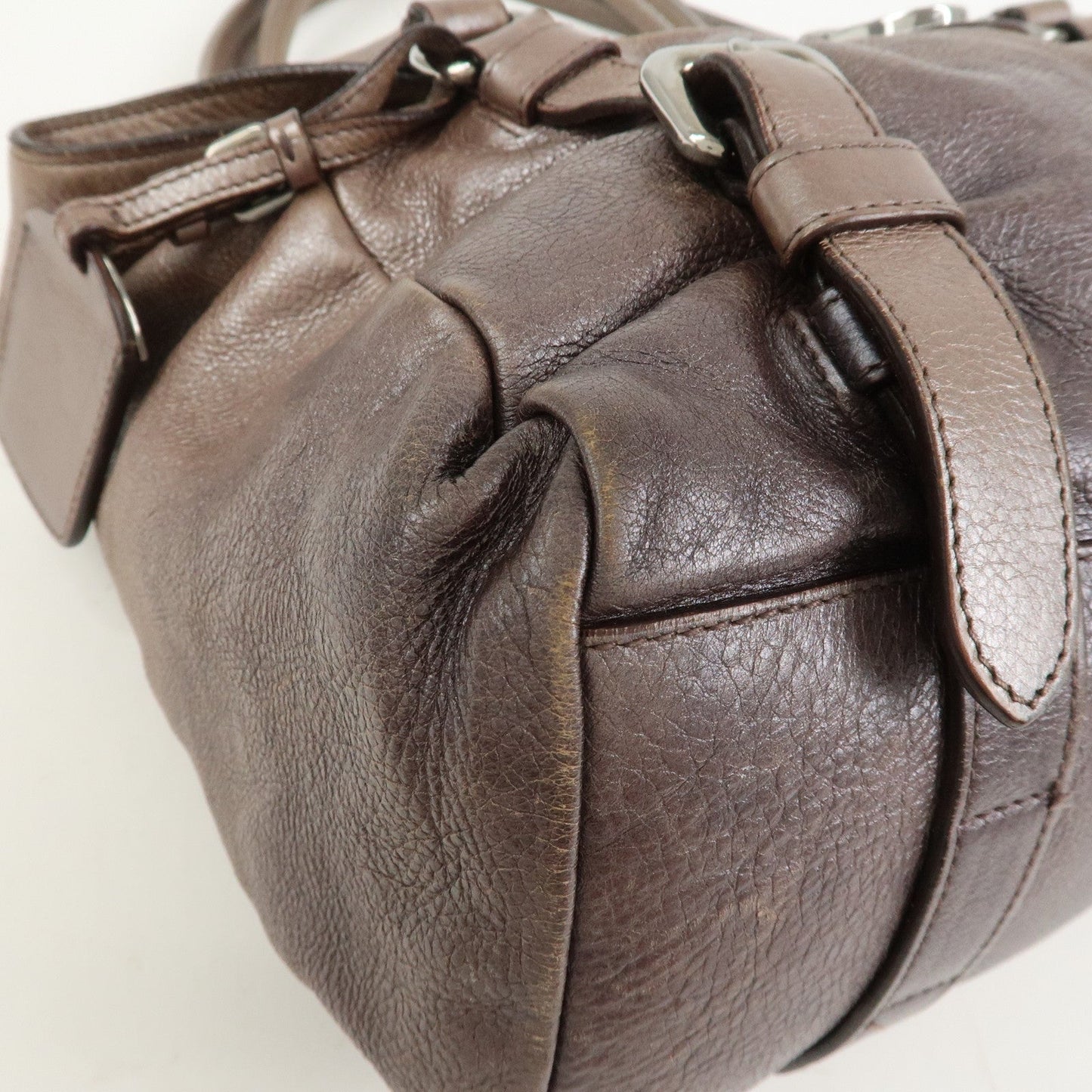 Prada Logo Leather Shoulder Bag Hand Bag Metallic Brown BR3901【Pre-order】