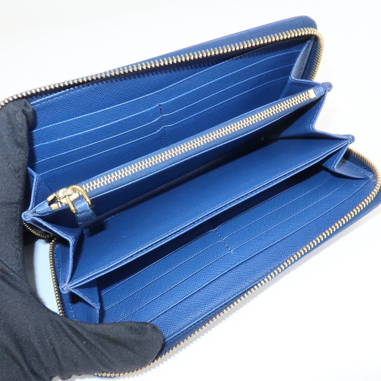 Prada Triangle Logo Saffiano Leather Zippy Long Wallet Navy 1ML506【Pre-order】