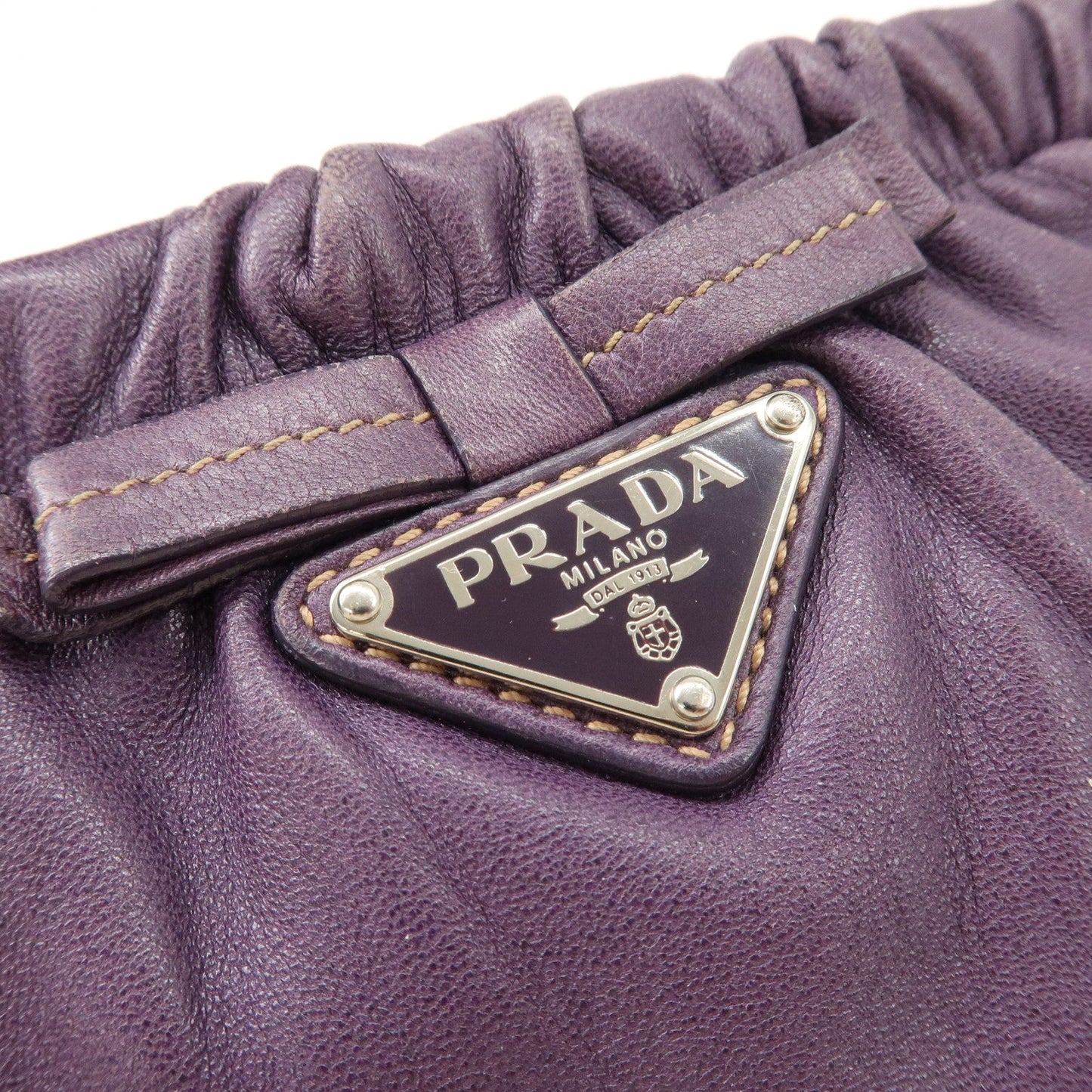 Prada Ribbon Leather Shoulder Bag Hand Bag Purple Used【Pre-order】