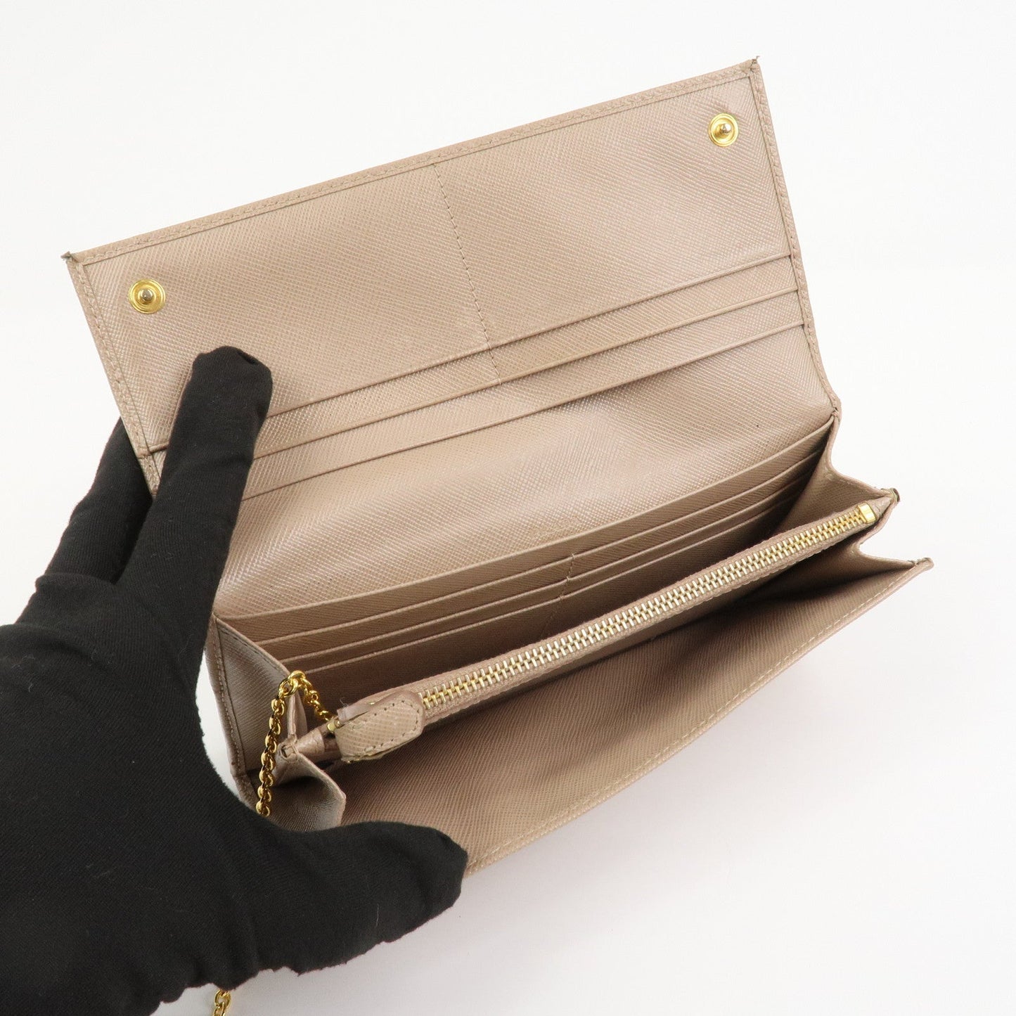 Prada Triangle Logo Saffiano Leather Long Wallet Beige 1MH132【Pre-order】