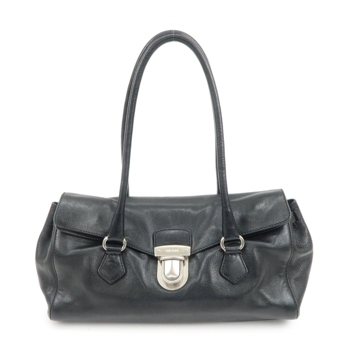 Prada Triangle Logo Leather Shoulder Bag Hand Bag Black【Pre-order】
